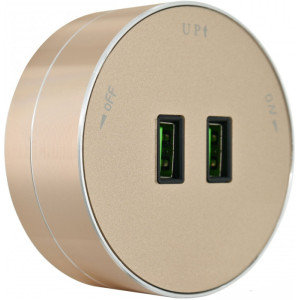 Трековая розетка Am-track-sockets 380011TS/USBx2 Gold