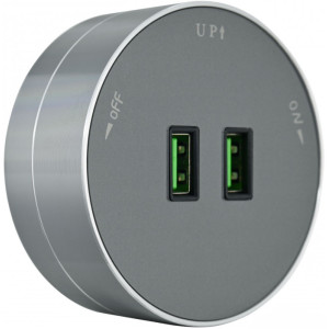 Трековая розетка Am-track-sockets 380011TS/USBx2 Grey
