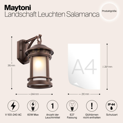 Настенный фонарь уличный Salamanca O031WL-01BR