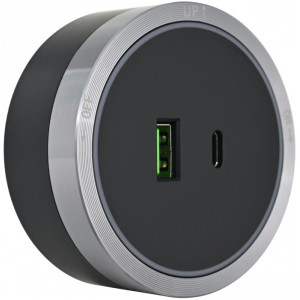 Трековая розетка Am-track-sockets 380066TS LED/USB-Type-C Grey