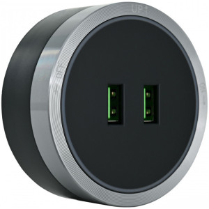 Трековая розетка Am-track-sockets 380066TS LED/USBx2 Grey