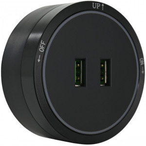 Трековая розетка Am-track-sockets 380066TS LED/USBx2 Black