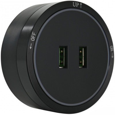 Трековая розетка Am-track-sockets 380066TS LED/USBx2 Black