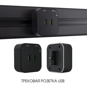 Трековая розетка Am-track-sockets 380022TS/USBx2 Black