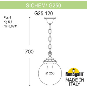 Уличный светильник подвесной GLOBE 250 G25.120.000.WYF1R