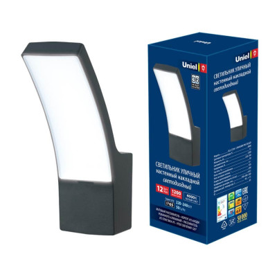 Настенный светильник уличный  ULU-S70A-12W/4000K IP65 BLACK