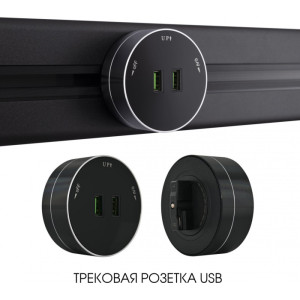 Трековая розетка Am-track-sockets 380011TS/USBx2 Black